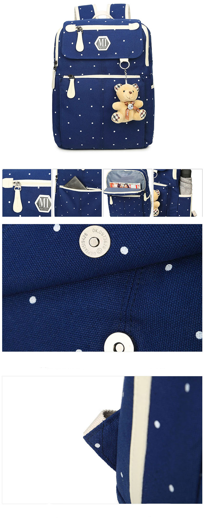 Kid's Canvas School Backpack 4 pcs Set