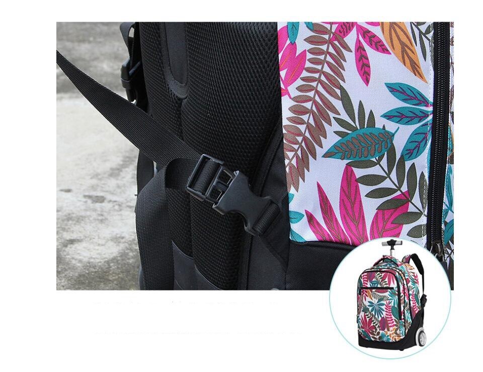 Kid's Leaf Patterned Travel Wheeled Backpack