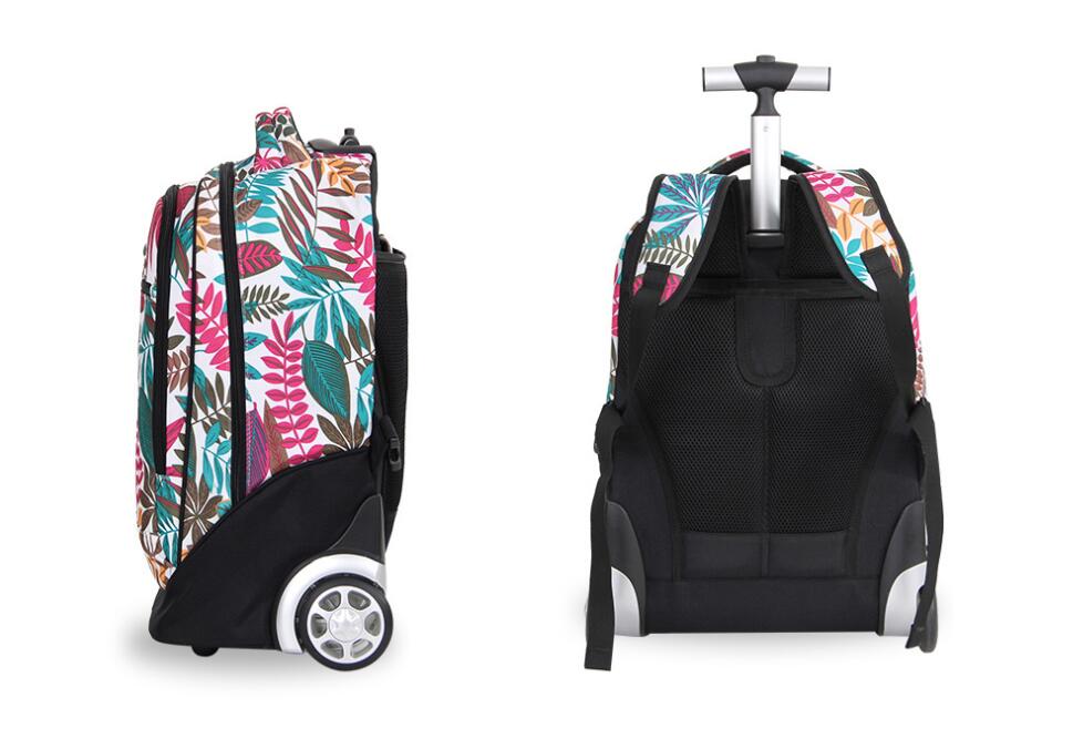 Kid's Leaf Patterned Travel Wheeled Backpack