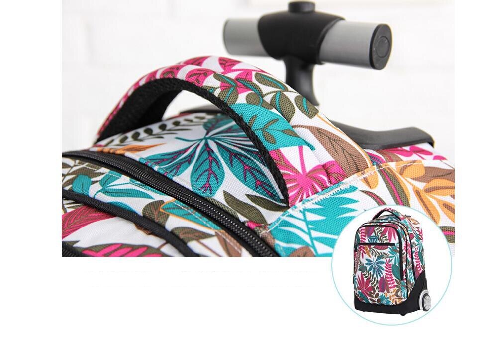 Kid's Leaf Patterned Travel Wheeled Backpack