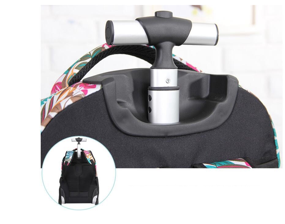 Kid's Leaf Patterned Travel Wheeled Backpack