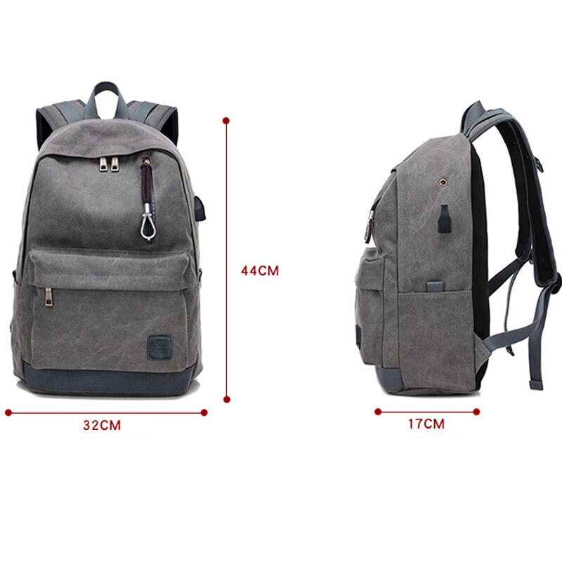 Boy's Canvas Backpack with USB Charging