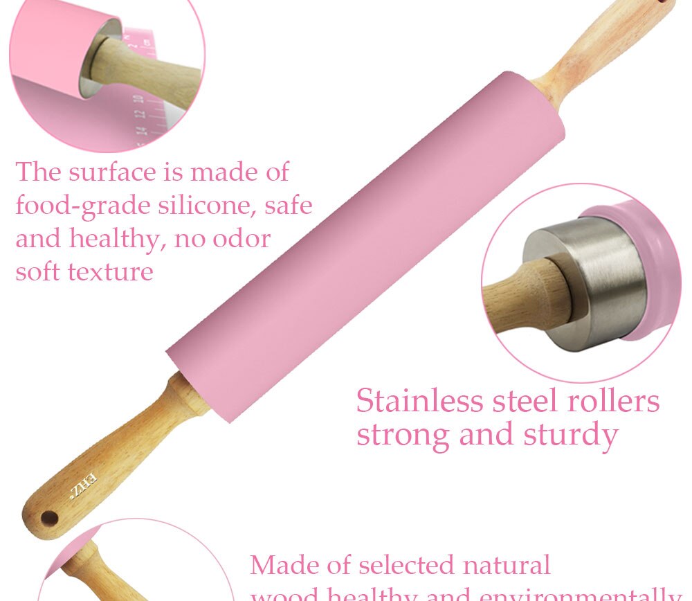 Pink Stainless Steel / Silicone Rolling Pin