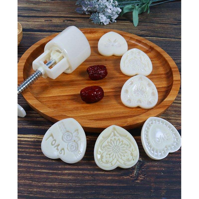 Set of 6 Heart Shaped Hand Press Stamps