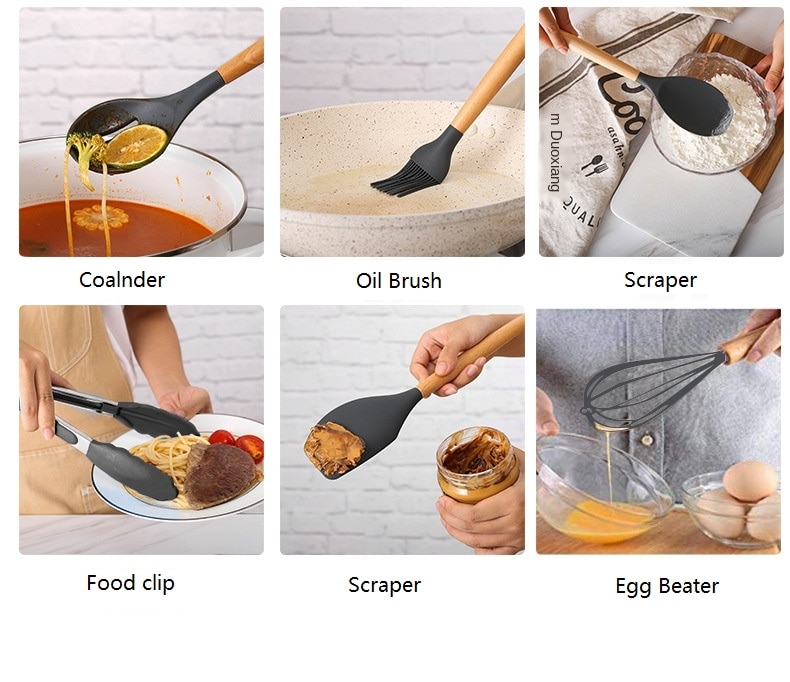 Non-Stick Silicone Kitchen Utensils Set