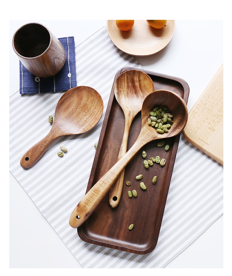 Teak Wood Cooking Spoons Set