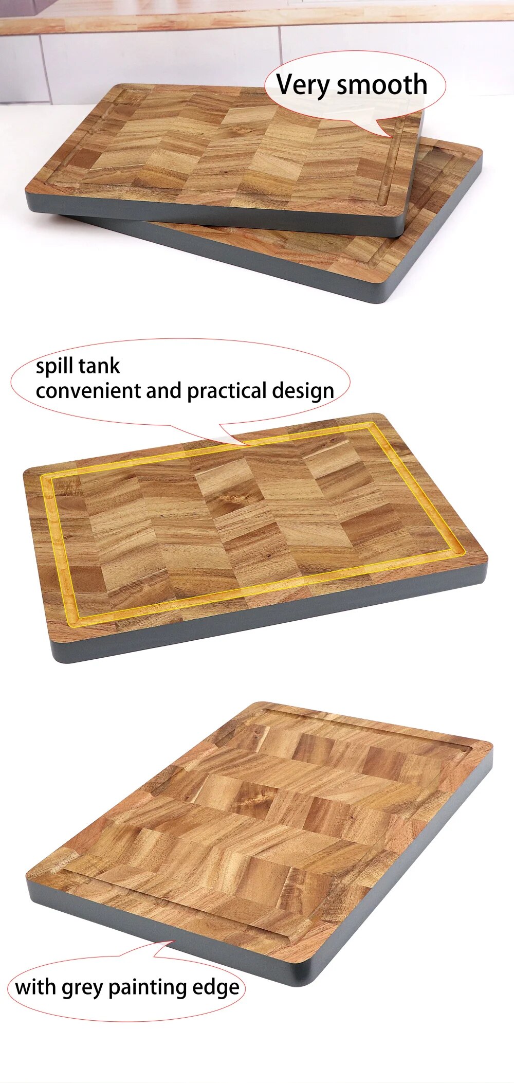 Wave Pattern Acacia Wood Cutting Board