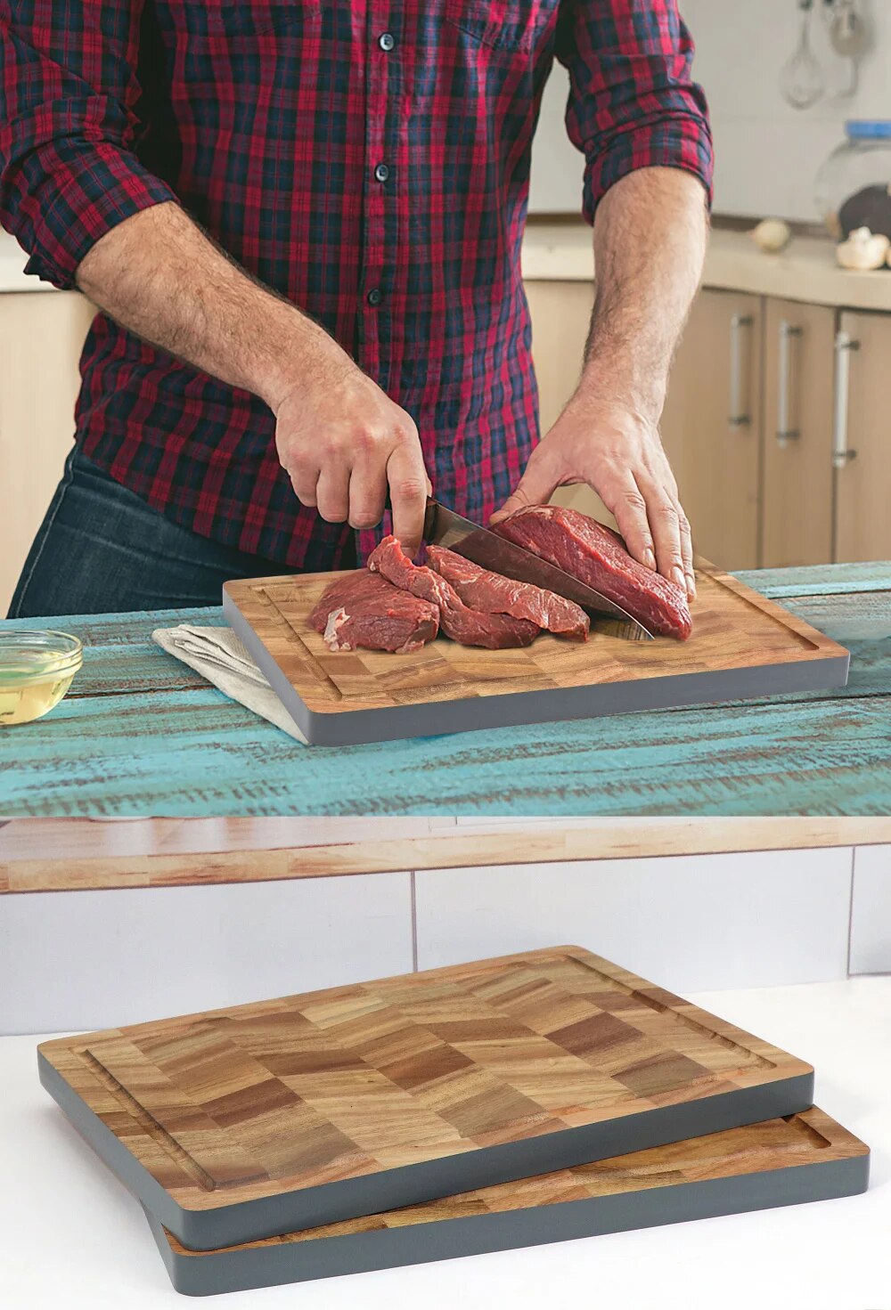 Wave Pattern Acacia Wood Cutting Board