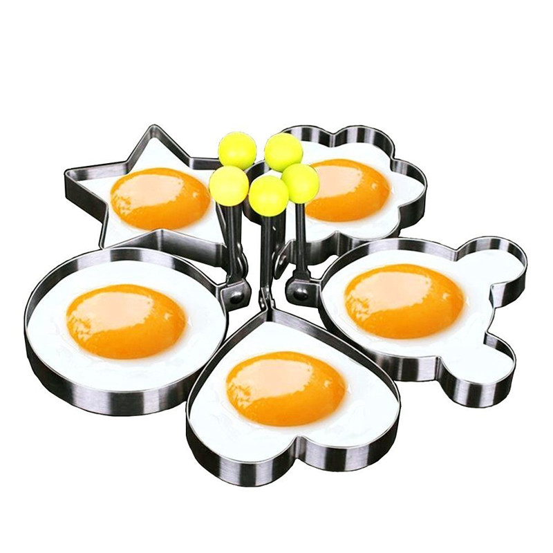 Cute Easy-to-Use Eco-Friendly Stainless Steel Fried Egg Molds Set