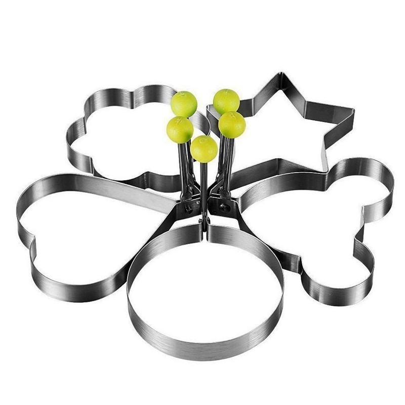 Cute Easy-to-Use Eco-Friendly Stainless Steel Fried Egg Molds Set