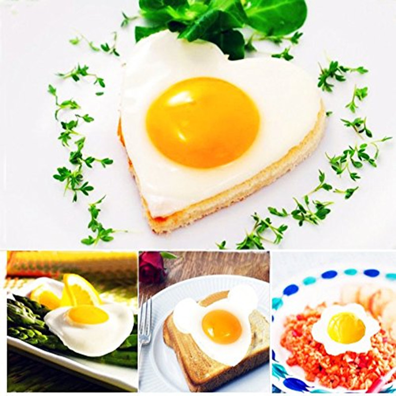 Cute Easy-to-Use Eco-Friendly Stainless Steel Fried Egg Molds Set