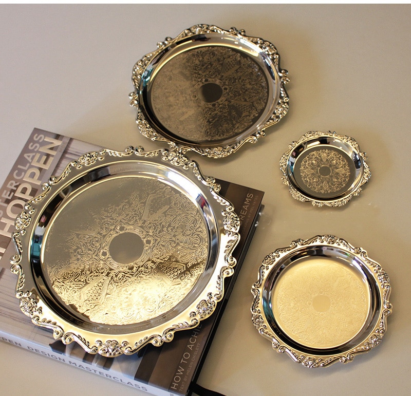 Metal Snack Tray with Carved Edges