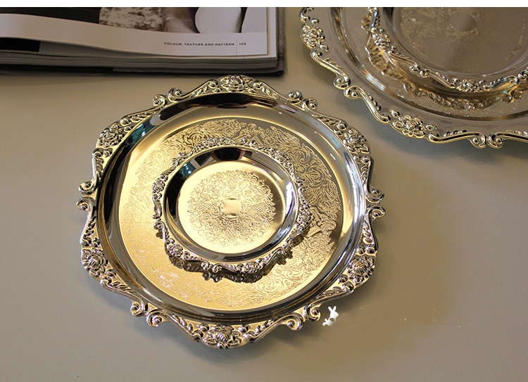 Metal Snack Tray with Carved Edges