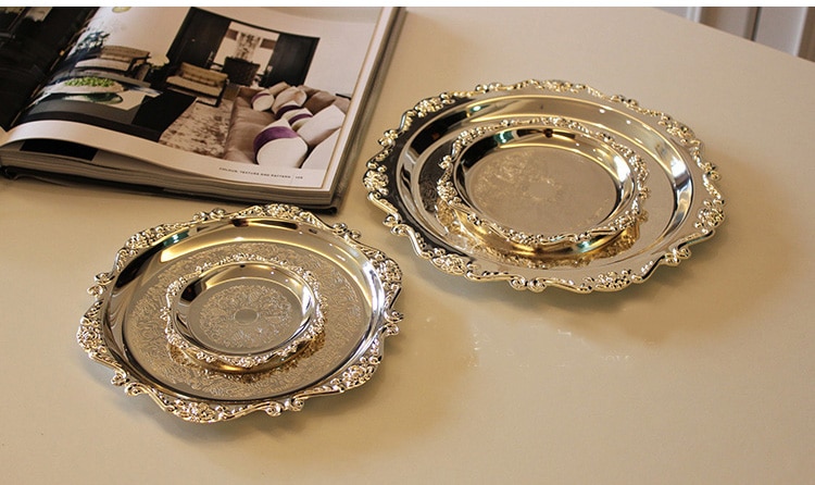 Metal Snack Tray with Carved Edges