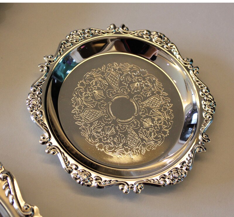 Metal Snack Tray with Carved Edges