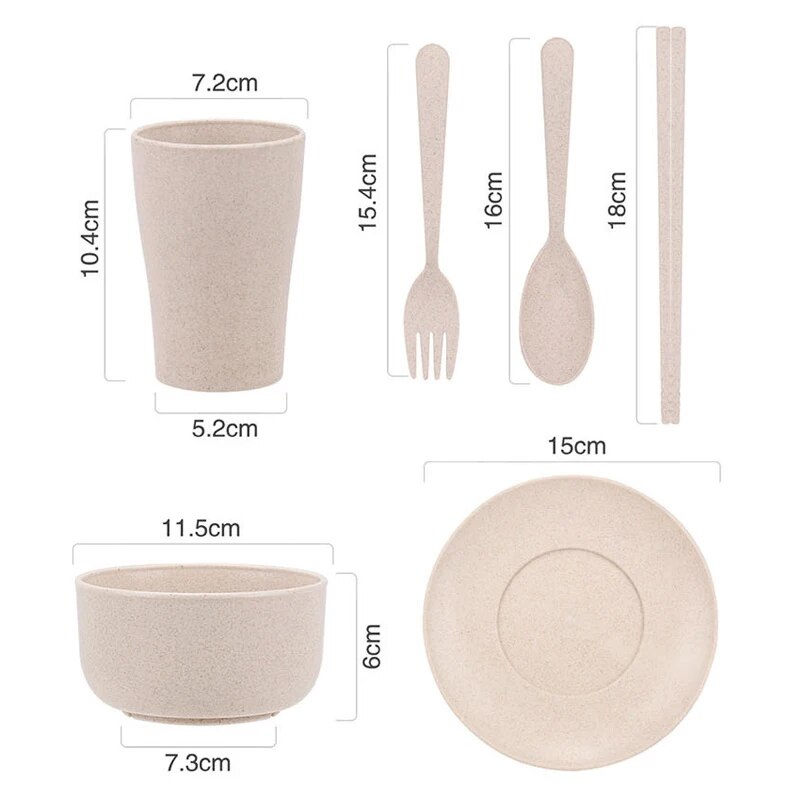 Wheat Straw Eco-Friendly Tableware 6 Pcs Set