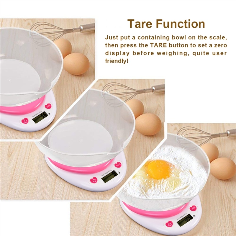Pink Heart Shaped Digital Kitchen Scale with LCD Display