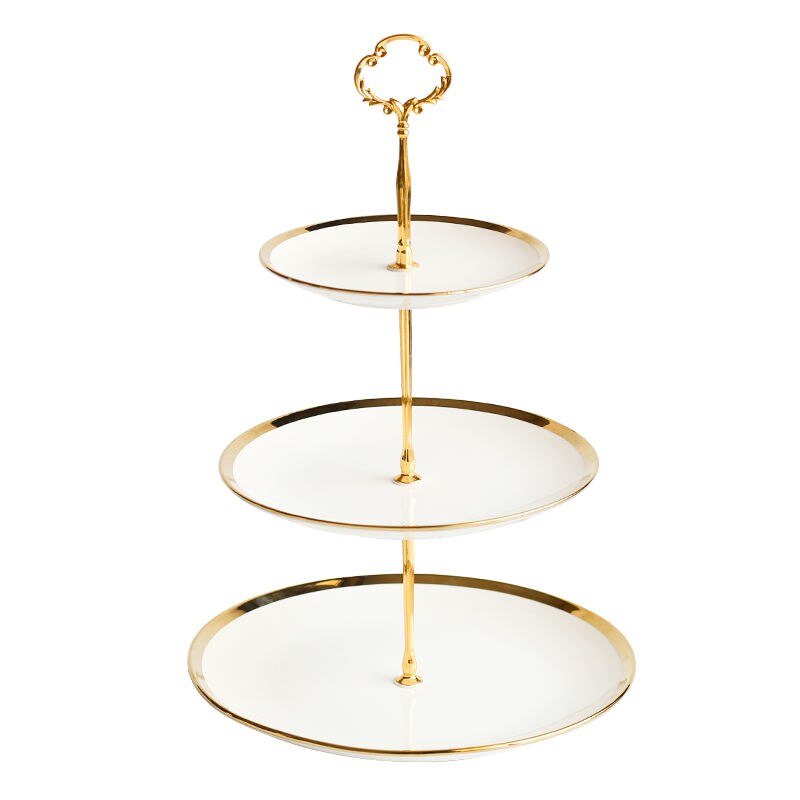 Ceramic Cake Stand in Gold and Silver