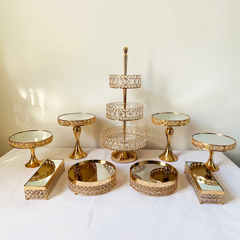 Set of Rectangular Mirror Top Cake Stands