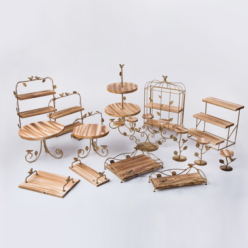 Retro Wooden Cake Stand Display