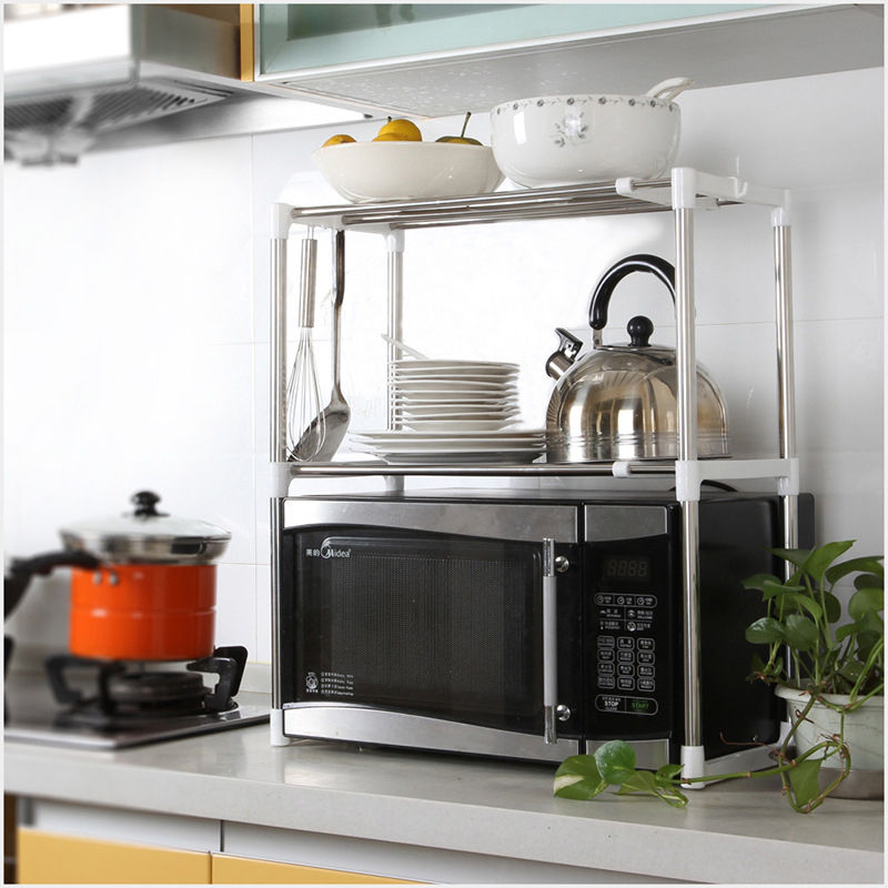 Adjustable Multifunctional Stainless Steel Microwave Oven Shelf Rack