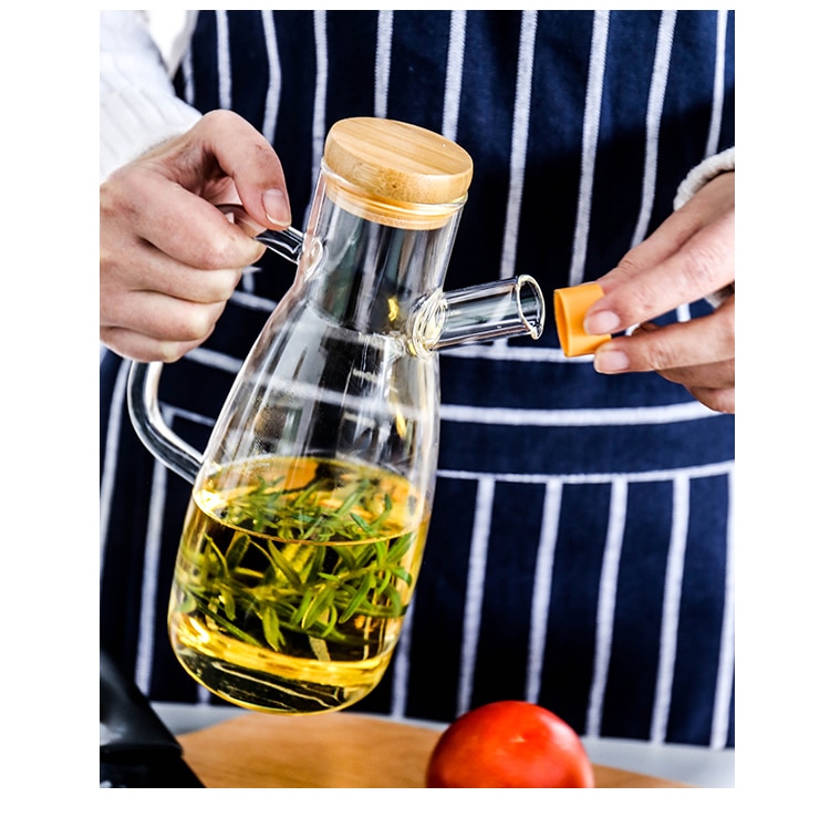 Transparent Glass Oil Bottle With Handle Scale