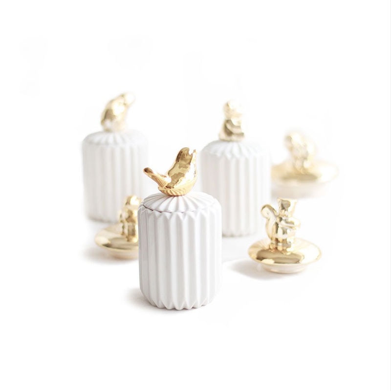 Small Animal Ceramic Storage Pot with Lid