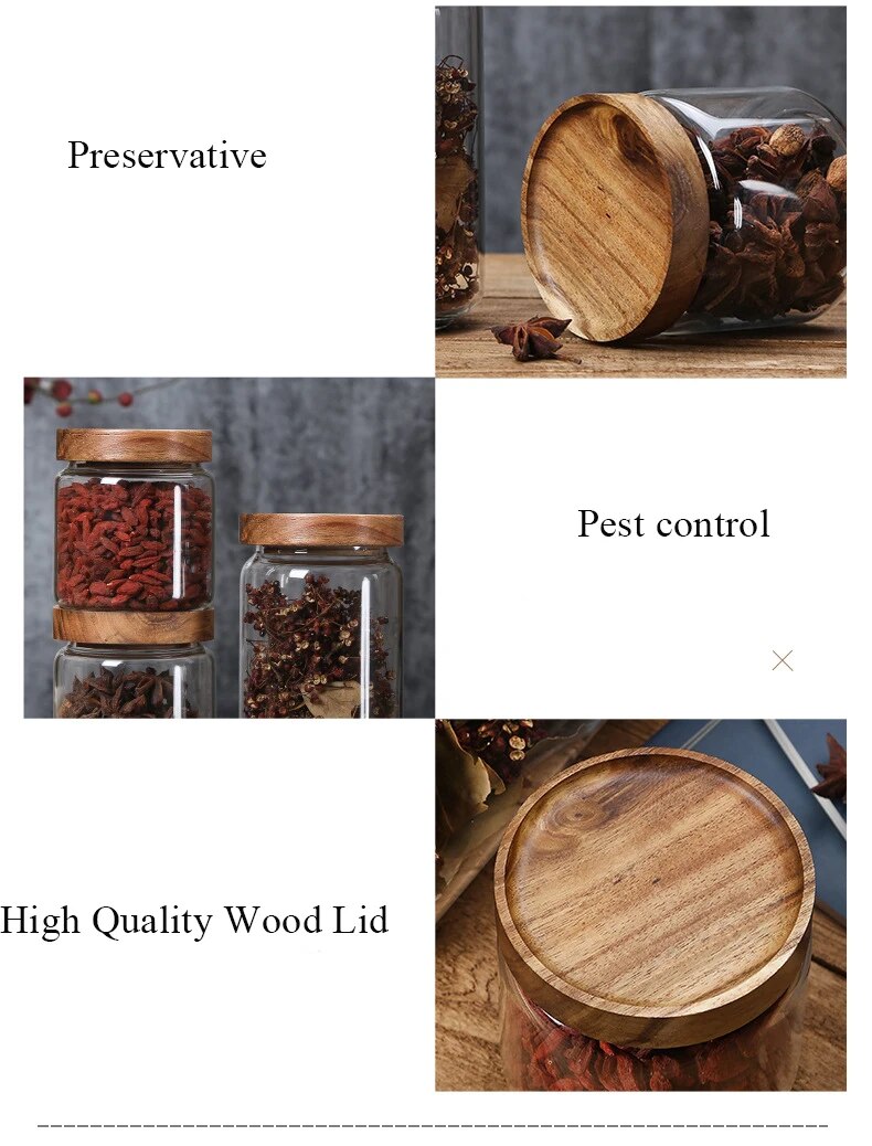Glass Syorage Jar with Wooden Lid
