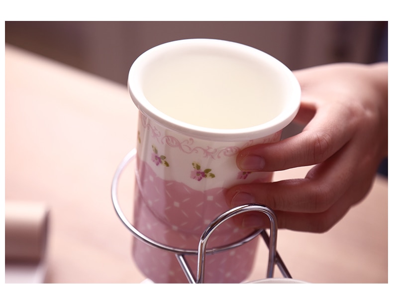 Ceramic Floral Pattern Kitchen Storage Rack