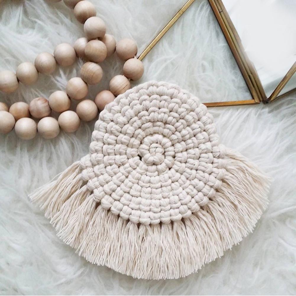 Boho Macrame Coaster in White Color