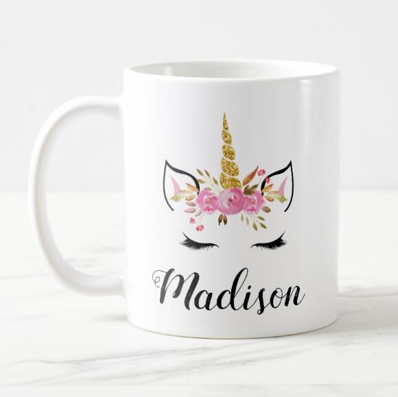 Unicorn Face with Eyelashes Mug