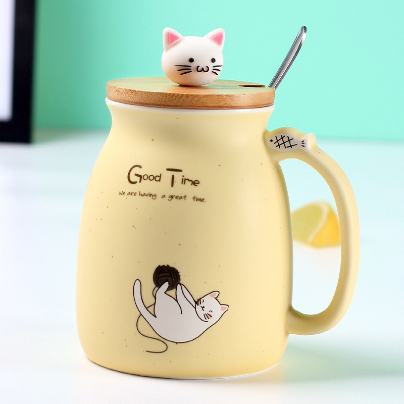 Cartoon Cat Coffee Mug with Lid