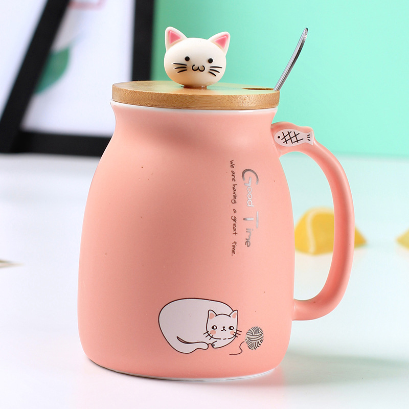 Cartoon Cat Coffee Mug with Lid