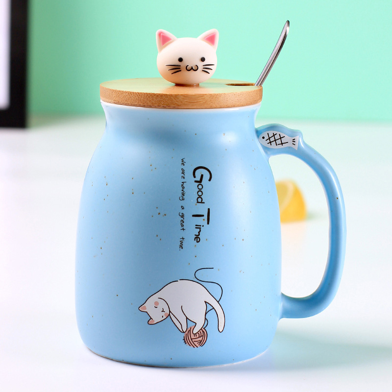 Cartoon Cat Coffee Mug with Lid