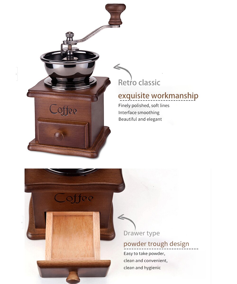 Antique Style Manual Wooden Coffee Grinder