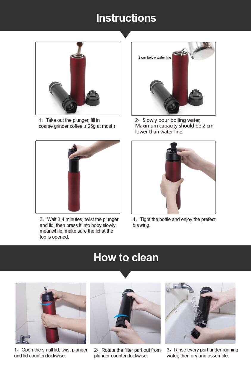 Portable French Press with Double Wall Vacuum