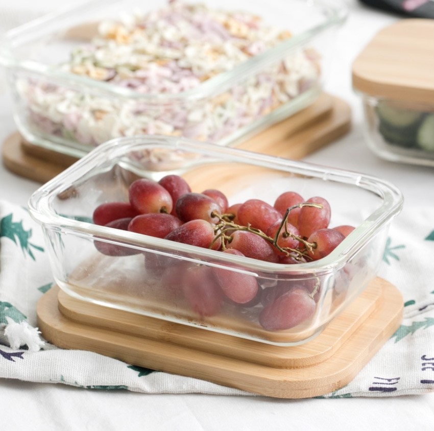 Glass Lunch Box with Bamboo Wood Lid