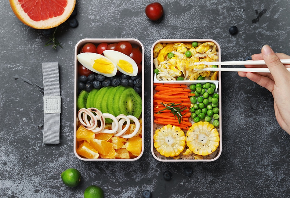 BPA Free Double Layer Lunch Box with Spoon/Chopsticks