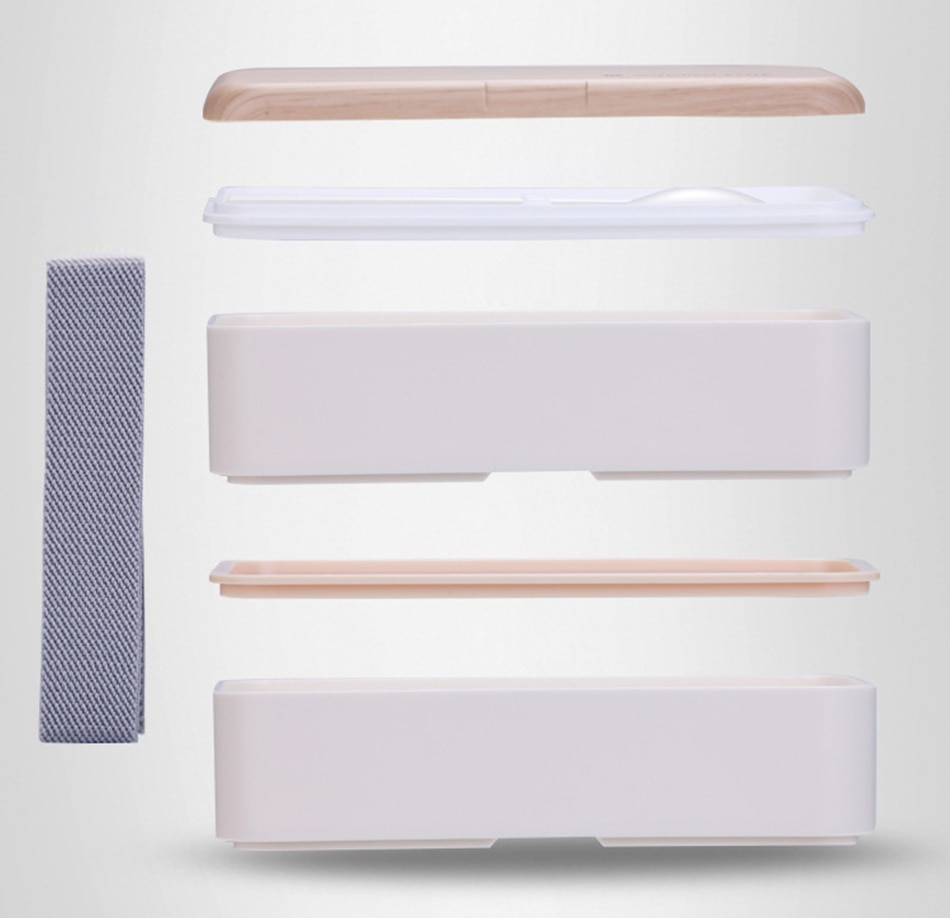 BPA Free Double Layer Lunch Box with Spoon/Chopsticks