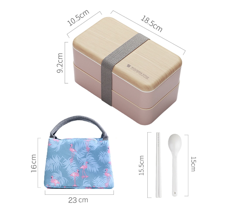 BPA Free Double Layer Lunch Box with Spoon/Chopsticks