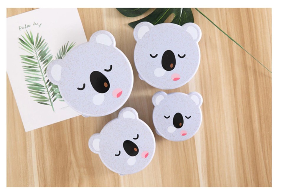 Bear Shaped Wheat Straw Lunch Boxes 4 Pcs Set