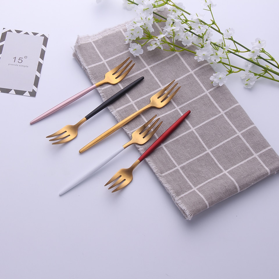 304 Stainless Steel Fork with Colorful Short Handle