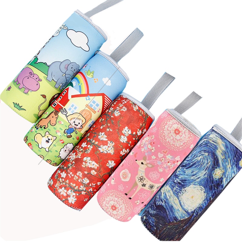 Colorful Printed Neoprene Water Bottle Pouch