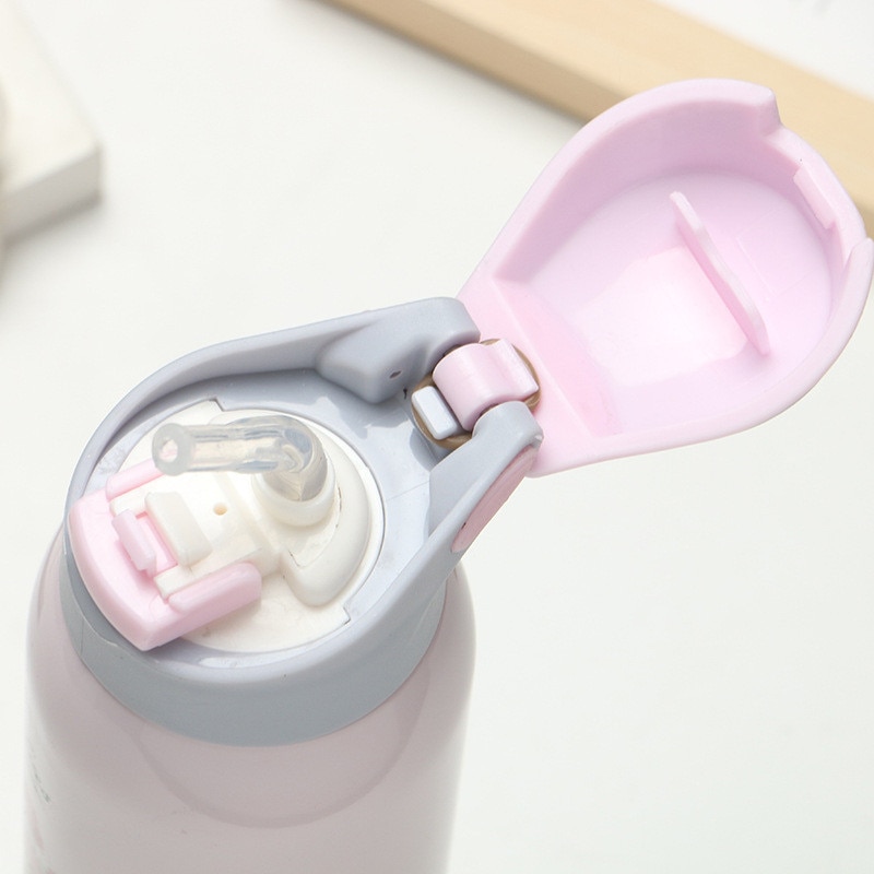 Floral Double Wall Water Bottle with Straw