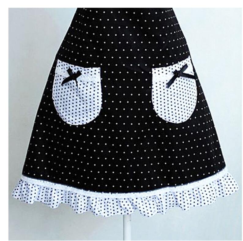 Lace Black / White Polka Dot Barista Aprons for Women