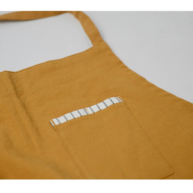 Solid Linen Bib Apron with Pockets for Cafe Barista