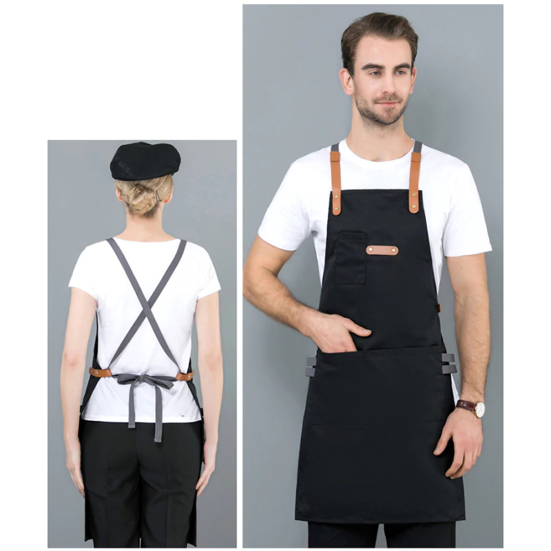 Long Denim Apron with Cooking Hat