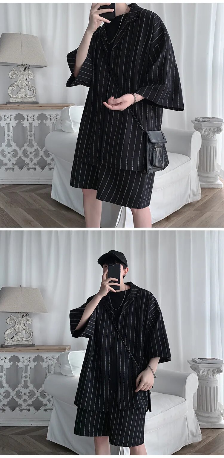 Men's Loose Striped Clothing Set