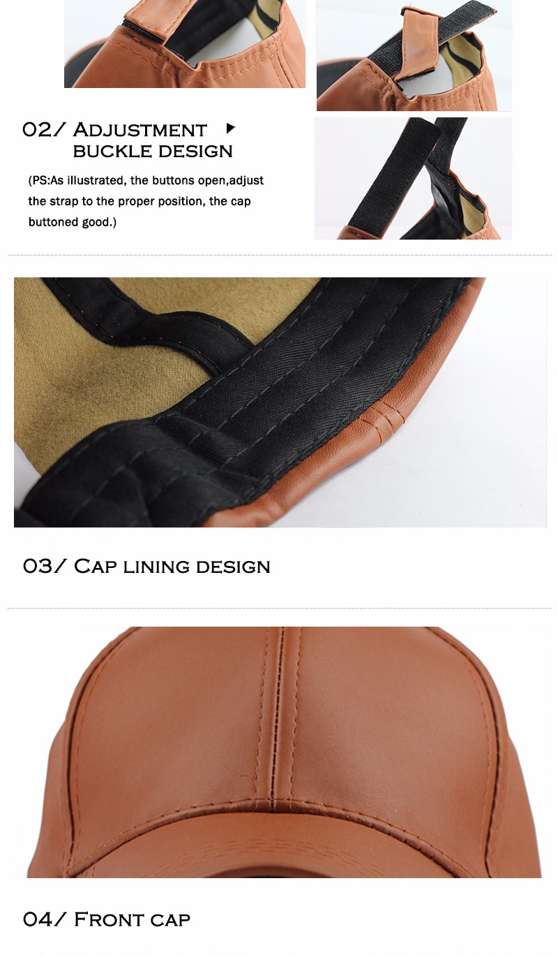 Men's Leather Winter Baseball Cap