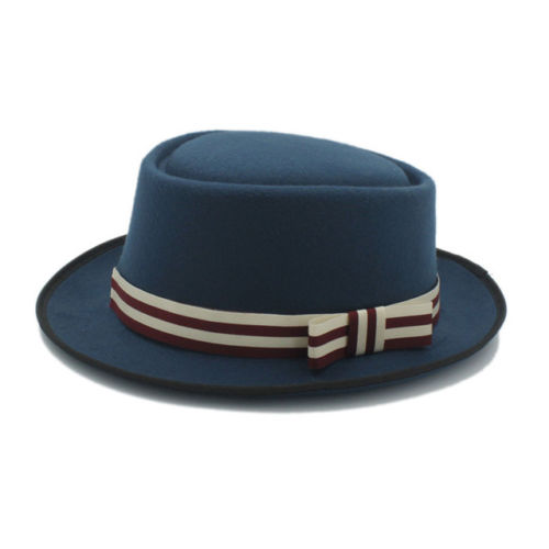 Unisex Wool Felt Pork Pie Hat with Bow
